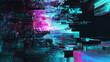 © Leticia AI Studio - Digital GPU glitch abstract background with cyan and pink neon texturing