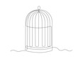 © YuliaBulgakova - An empty birdcage, continuous single one line art hand drawing sketch, logo on white background