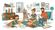 © mus - Family Art Studio: Parents and Child Painting and Drawing Together