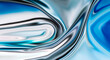 © Design6300 - Shiny blue metallic liquid surface with flowing silver highlights showing dynamic chrome texture reflection.
