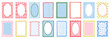 © Ardea-studio - Frames, borders, and background. Vector cute illustrations of striped bakery frames with gingham, vignette, oval, and label border. Blank cake card templates for dessert menu, packaging, invitation, a