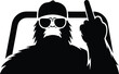 © MD REZAUL - Bigfoot character wearing sunglasses and a baseball cap giving the middle finger