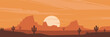 © AIcon Vector - cactus silhouette at sunset desert scene vector illustration