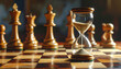 © mbak shasha - Chess pieces with hourglass on a chessboard representing time management
