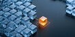 © afdal - Transparent cubes arranged, with one glowing orange, connected by lines