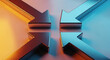 © MDNOORE - Abstract metallic arrows pointing inwards towards the center on a dark background with direction strategy metallic abstract convergence business navigation alignment perspective