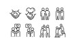 © Amrit - Friendship web icons in line style. Interaction, friend, relationship, mutual assistance, social responsibility, buddy, love, collection