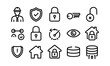© Amrit - Security web icons in line style. Guard, cyber security, password, smart home, safety, data protection, key, shield, lock, unlock, eye access