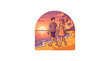 © Watirah_Martodimejo - A romantic young couple walking hand in hand along the sandy beach at sunset.