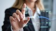 © picbox - Hands typing on a keyboard with a luminous AI chip icon surrounded by symbols for law, government, documents, goals, and safety.