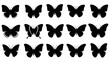 © Mufarokah - Silhouetted butterflies in various positions against a bright background