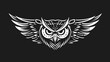 © Mufarokah - Detailed illustration of an owl with spread wings against a black backdrop