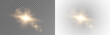 © Ihor Nemynushchyi - Transparent PNG image featuring a magical flash of light with bright sunlight and a realistic lens flare vector effect. The beam features shimmering optical rays, isolated on a transparent background.