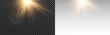 © Ihor Nemynushchyi - Vibrant sunburst overlay with radiant optical rays, isolated on a transparent background. PNG Transparent, magical burst of light with a radiant sunlight and a realistic vector lens flare effect.