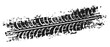 © aura studio - Dirty tire tread marks with grunge rubber texture, black wheel tracks for car, bike, motorcycle, truck skid print and off road vector illustration