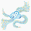 © Pris - Cloud computing data flow abstract illustration with arrows and geometric shapes