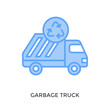 © San D - Garbage Truck Icon Lineal blue Style. Vector Illustration For Graphic Design