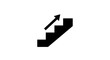 © ariss - Black silhouette of stairs with an upward arrow indicating progress and success.