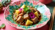 © Microb - A bright and stylized image of a Chinese pork dish