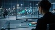 © Chroma - Businesswoman analyzing global investment data on futuristic monitor with asset allocation charts and risk management metrics in high-tech office environment