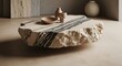 © MDOLLE - A closeup of a comfortable cat on the table and a white cat in a basket near a breakfast meal of bread and cheese in a cozy home kitchen interior