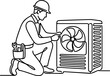 © ngawoor - Technician repairing an air conditioning unit.