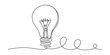 © DCB Line Stocker - Single line drawing of a classic light bulb with a curly wire, representing an idea or innovation.