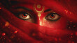 © Graphicdesigner83 - Close-up of woman's face covered in red paint during Durga Puja festival