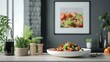 © MdRaselMahmud - Fresh salad bowl on wooden table with healthy ingredients and framed food art in bright kitchen
