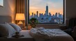 © loxia stock image - Cozy hotel room city skyline view.