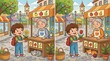 © Gina - Spot the difference puzzle for kids with boy at a market stall