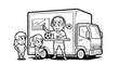 © Kaka - Cartoon business presentation from delivery truck illustration.