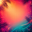 © 充雄 西尾 - Tropical party background with palm leaves and colorful lights