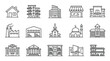 © Indatul - Black and white building line icons.