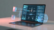 © PAVEL - Artificial intelligence automation concept with digital AI agents and workflow interface on laptop, machine learning, smart technology, business automation, coding system, and data integration.