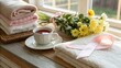 © Nurul - Awareness Ribbon Beside Tea and Flowers on a Windowsill