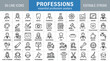 © Iconify Studio - Professions line icons set of 50 essential profession avatars, minimalist career and job symbols with editable stroke, black outline people vector