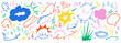 © klyaksun - Dynamic comic speed lines set isolated on white background. Vector cartoon illustration of active motion effects, doodle wind, jump, explosion, fly trails, fast action emphasis design elements