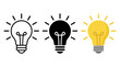 © THIBNH - Electric light bulb icon collection featuring glowing rays and creative idea symbols representing innovation solution thinking technology and power through modern flat and outline illustrations