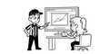 © Titialawiyah - Referee explaining stock chart analysis to colleague at desk.
