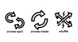 © MAHMUDA  - Set of spin rotate and shuffle directional arrow line icons with direction movement navigation interface indicator minimalist pictogram interaction sequence function development technical