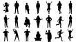 © Rabbe - Set of diverse silhouettes of people in various poses and activities isolated on transparent background, Vector
