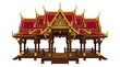 © Azmil - Intricate Thai wooden pavilion illustration with ornate golden and red architectural details