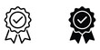 © MdOmar - Award ribbon icon with check mark, stroke and solid fill, representing quality or success