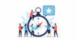 © Erik - Business Team Navigation Concept with Giant Compass and Star Icon. Corporate Visionary Leadership, Strategic Planning and Goal Achievement Vector Illustration.
