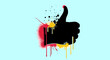 © rizkain - Colorful Splatter Paint Thumbs Up Hand Gesture.