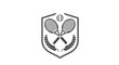 © Bertram - Professional tennis club logo emblem featuring crossed rackets and a ball inside a shield with a decorative laurel wreath.