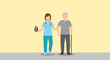 © antoni - Nurse assisting elderly man with physiotherapy and weightlifting