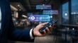 © kompa - Professional Using AI Voice Assistant on Smartphone for Business Communication in Modern Office Setting, Enhancing Productivity and Digital Interaction