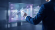 © DANG QUANG - Business man analyzing financial growth chart on futuristic screen